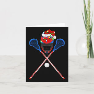Carte Lacrosse Sports Amoureux Xmas Santa Hat Lacrosse C