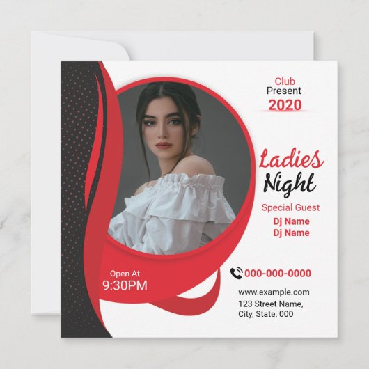 Carte Ladies Night Club Flyer Template (Devant)