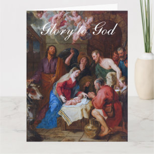 Carte L'Adoration des Bergers Vœux de Noël