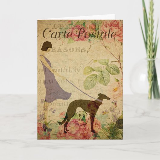 Carte Lady and Greyhound Vintage French Postcard (Devant)