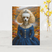 Carte Lady Autumn , Poodle Blank Card (Fleur jaune)