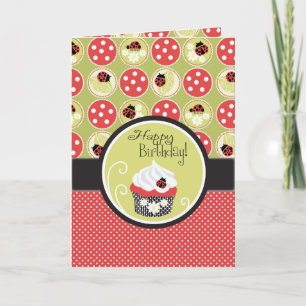 Carte Lady Bug & Cupcake Anniversaire