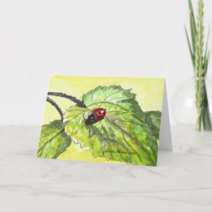Carte Lady Bug, Encre et aquarelle, Art populaire Imprim