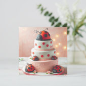 CARTE LADY BUG THEME ANNIVERSAIRE DE ENFANT CAKE (Debout devant)