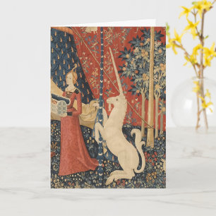 Carte Lady Et La Licorne Moyen Age Tapisserie Vintage