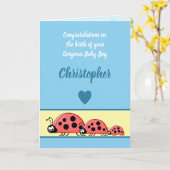 Carte Ladybirds nouveau bébé félicitations bleu (Fleur jaune)