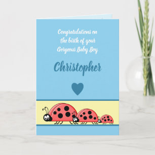 Carte Ladybirds nouveau bébé félicitations bleu