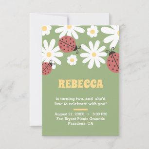 Carte Ladybug et marguerites florales féministe annivers