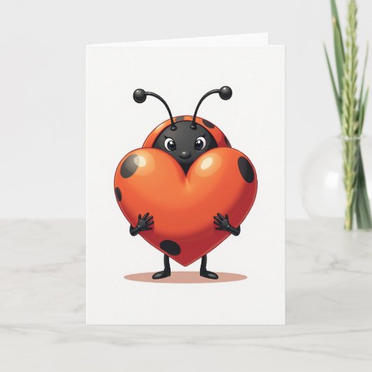 Carte Ladybug Heart Love Card (Devant)