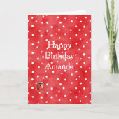 Carte Ladybug Red White Dots Birthday (Devant)