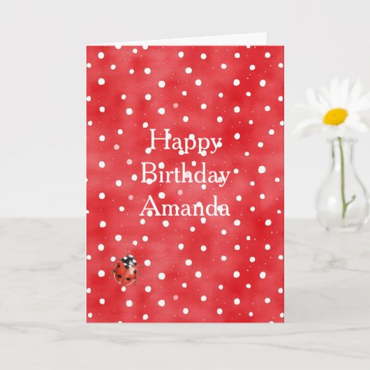 Carte Ladybug Red White Dots Birthday (Petite plante)