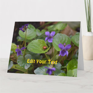 Carte Ladybug sur les fleurs de violet doux