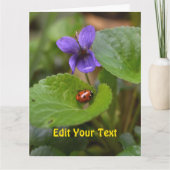Carte Ladybug sur les fleurs de violet doux (Devant)