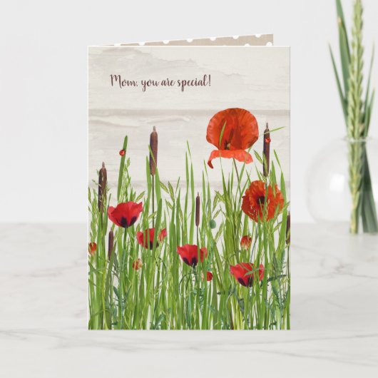 Carte Ladybugs sur Red Poppy pour maman (Devant)