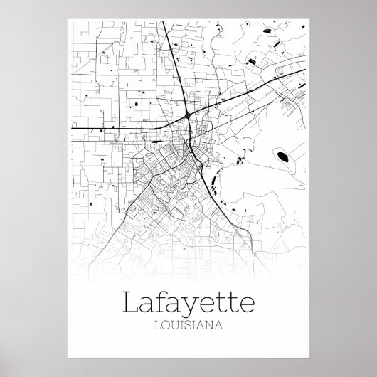 Carte Lafayette - Louisiane - Poster de la carte d (Devant)