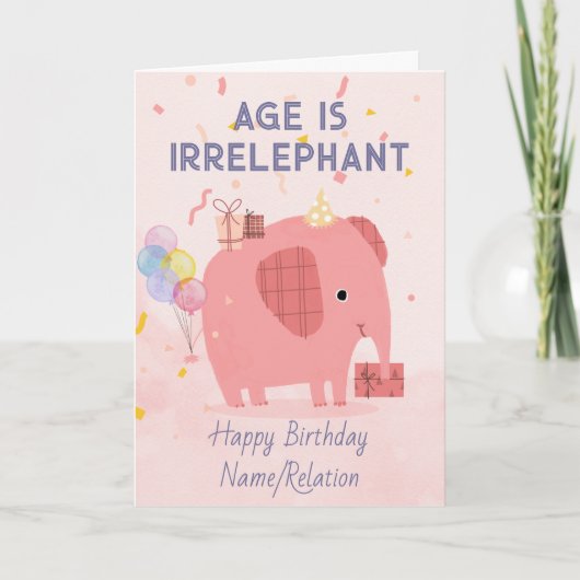 Carte L'âge est impeccable Eléphant mignon Anniversaire (Devant)