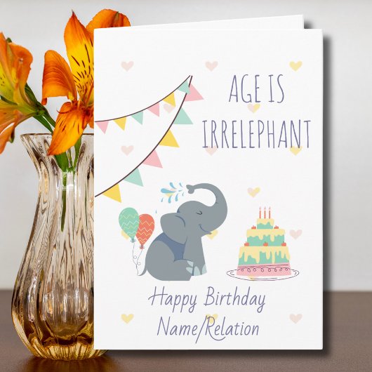 Carte L'âge est impeccable Eléphant mignon Anniversaire