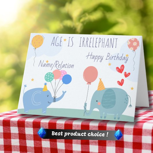 Carte L'âge est impeccable Eléphant mignon Anniversaire