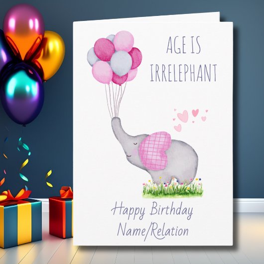 Carte L'âge est impeccable Eléphant mignon Anniversaire