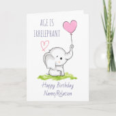 Carte L'âge est impeccable Eléphant mignon Anniversaire (Devant)