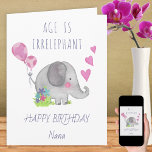 Carte L'âge est irréfutable Cute Funny Elephant Annivers<br><div class="desc">Carte d'anniversaire mignonne et amusante, intitulée "L'âge est sans importance". Design présente une illustration fantaisiste d'un éléphant avec des ballons d'anniversaire, des coeurs d'amour et des fleurs. Vous pouvez personnaliser la carte pour tous ceux que vous voulez sur le devant et vous pouvez également écrire votre propre message à l'intérieur....</div>