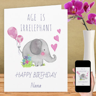 Carte L'âge est irréfutable Cute Funny Elephant Annivers