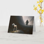 Carte L'agneau perdu et le berger pensent à vous (Fleur jaune)