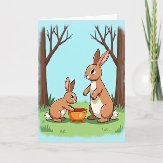 Carte Lagomorph Family Scene Card (Devant)