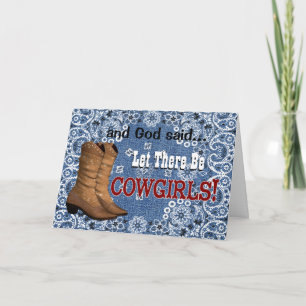 Carte Laissé il y ait anniversaire de cow-girls