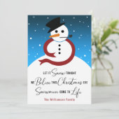 Carte Laisser neiger Noël Soir Snowman Haiku Poésie (Debout devant)