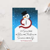 Carte Laisser neiger Noël Soir Snowman Haiku Poésie (Devant/Arrière en situation)