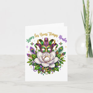Carte Laissez Les Bons Temps Rouler Masque de Mardi Gras