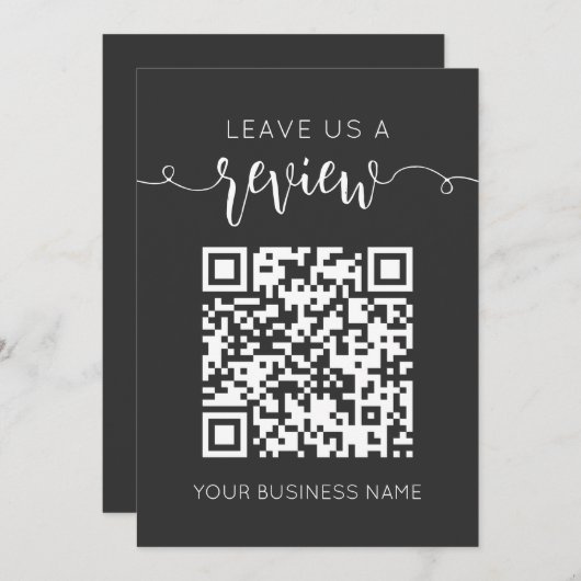 Carte Laissez-Nous Un Avis Qr Code Gris Chic Moderne Min (Devant / Derrière)