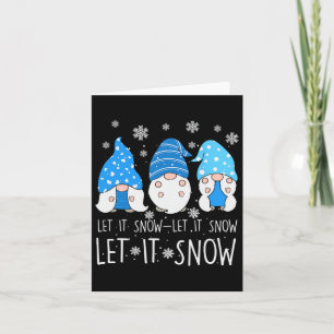 Carte Laissez tomber la neige Cute Trois Gnome Bleu Fami