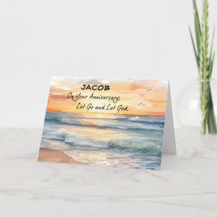 Carte Laissons Dieu Récupération Anniversaire Océan couc