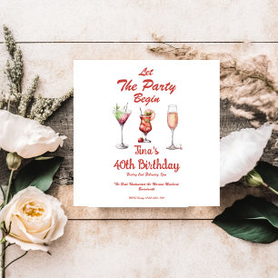 Carte Laissons la fête commencer Adulte 40e Anniversaire
