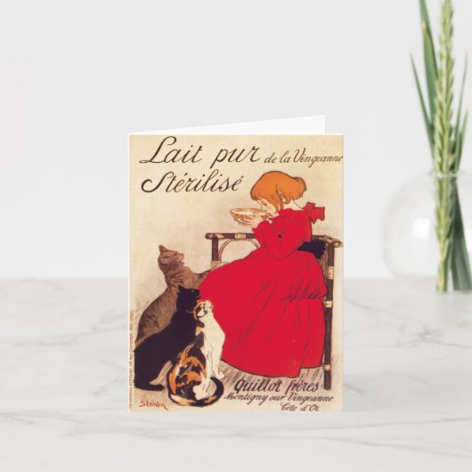 Carte Lait antique vintage Theophile Steinlen de fille (Devant)