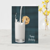 Carte lait d'anniversaire et biscuit sur plaid (Fleur jaune)