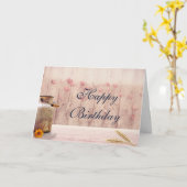 Carte Lait rustique avec blé et fleurs Anniversaire (Fleur jaune)