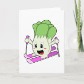 Carte Laitue en skieur avec ski (Devant)