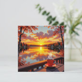 Carte Lake House Sunrise and Warm Coffee (Debout devant)