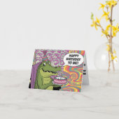 Carte l'alligator porte un anniversaire heureux pour moi (Fleur jaune)