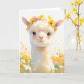 Carte L'Alpaca Couronné de Fleurs (Fleur jaune)