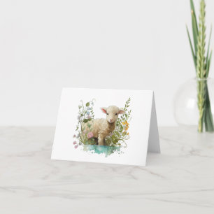 Carte Lambe d'aquarelle douce avec Fleurs BLANC