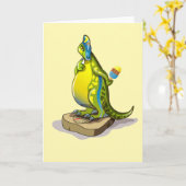 Carte Lambeosaurus Se Possédant Sur Une Échelle De Poids (Fleur jaune)