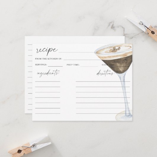 Carte L'amour brasse l'espresso martini recette nuptiale (Devant/Arrière en situation)
