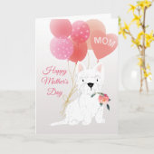 Carte L'amour de la Fête des Mères de ton chien Westie (Fleur jaune)