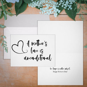 Carte L'amour d'une mère est inconditionnel et drôle