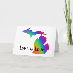 Carte L'amour est amour Michigan orgueil arc-en-ciel