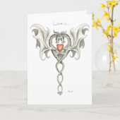 Carte L'amour est... (Carte Dragon Joyeux Anniversaire) (Fleur jaune)